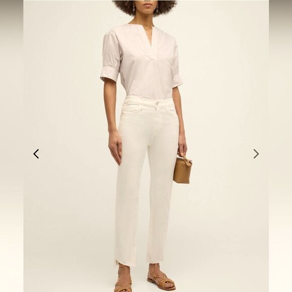 New Frame Le High Straight Cascade Hem Off White Size 26 - Picture 16 of 16